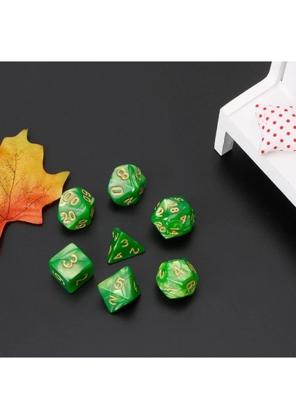 Mavi Stil Dragon Pathfinder D20 D12 2XD10 D8 D6 D4 Için Oluklu Zar Altın Numaraları (Yurt Dışından) fiyatları