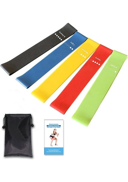 Egzersiz Direnci Döngü Bantları 5'li Egzersiz Bandı Seti Bacaklar Için Taşıma Çantalı Fitness Ekipmanları Popo Kolları Yoga Pilates (Yurt Dışından)