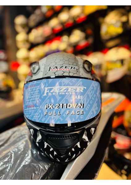 Fazer Risky Siyah Vizör Matt Grey Full Face Güneş Vizörlü Motosiklet Kaskı