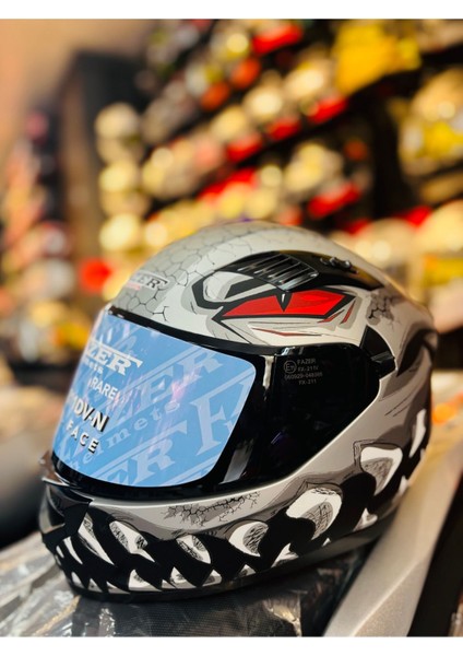 Fazer Risky Siyah Vizör Matt Grey Full Face Güneş Vizörlü Motosiklet Kaskı fiyatları