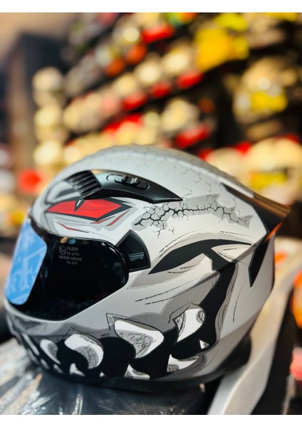 Fazer Risky Siyah Vizör Matt Grey Full Face Güneş Vizörlü Motosiklet Kaskı modelleri