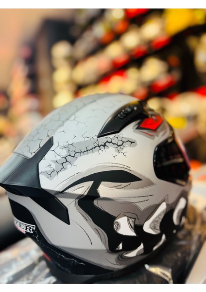 Fazer Risky Siyah Vizör Matt Grey Full Face Güneş Vizörlü Motosiklet Kaskı fırsatları