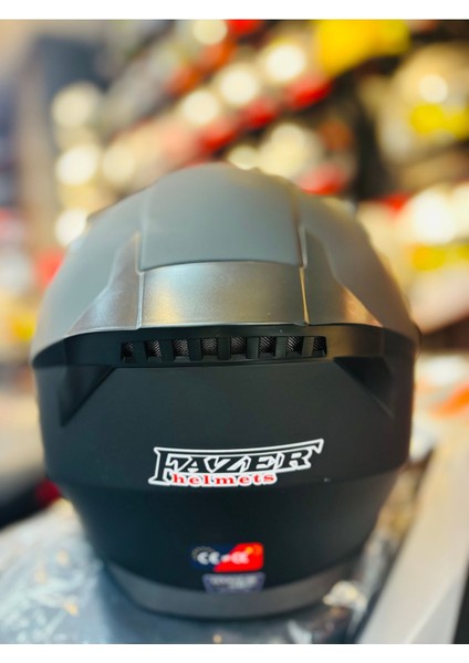 Fazer Siyah Vizör Solid Matt Black Full Face Güneş Vizörlü Motosiklet Kaskı