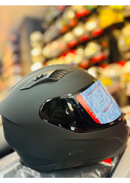 Fazer Siyah Vizör Solid Matt Black Full Face Güneş Vizörlü Motosiklet Kaskı