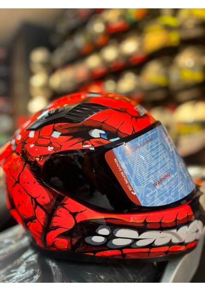 Fazer Siyah Vizör Fantastic Red Shinny Full Face Güneş Vizörlü Motosiklet Kaskı