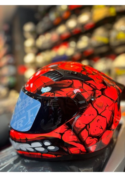 Fazer Siyah Vizör Fantastic Red Shinny Full Face Güneş Vizörlü Motosiklet Kaskı modelleri