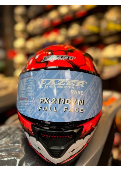 Fazer Siyah Vizör Fantastic Red Shinny Full Face Güneş Vizörlü Motosiklet Kaskı fırsatları