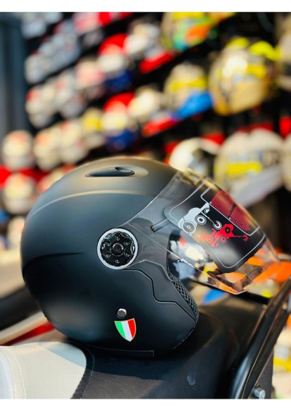 601 Yarım Açık Motosiklet Kaskı (Siyah-Neon) fırsatları