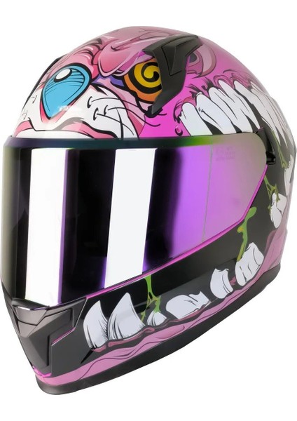 M 910 Lady Horus Lady Tam Pembe Kask (Renkli Vizör) modelleri
