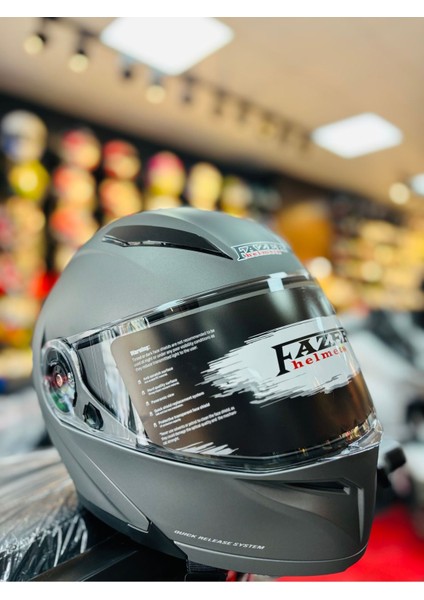 Fazer Siyah Vizör Mat Grey Çene Açılır Güneş Vizörlü Motosiklet Kaskı ( Gri ) fiyatları