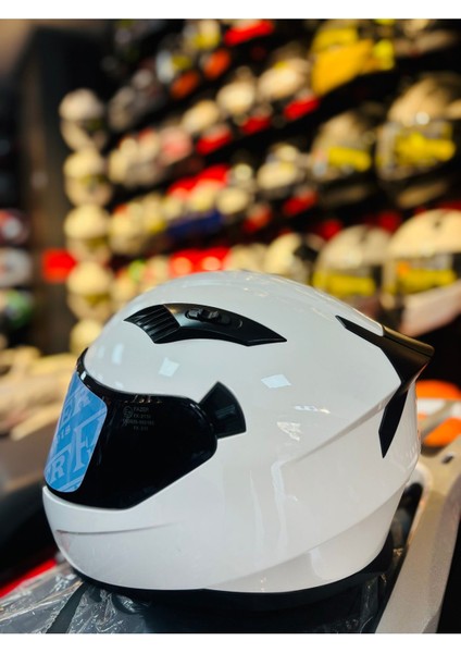 Fazer Siyah Vizör Shin Wihite Full Face Güneş Vizörlü Motosiklet Kaskı modelleri