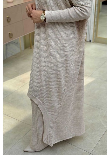 Uzun Tunik ve Pantolon Ikili Triko Takım 12157 Taş fırsatları