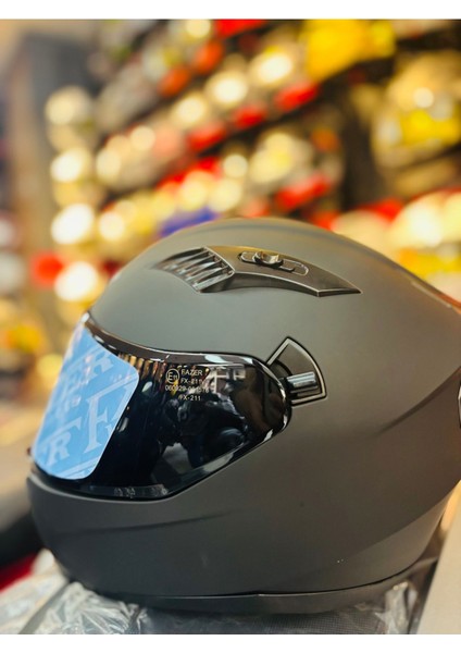 Fazer Siyah Vizör Solid Matt Black Full Face Güneş Vizörlü Motosiklet Kaskı fiyatları