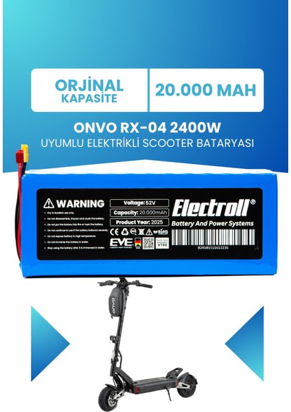Onvo Rx-04 2400W 52V 20AH Elektrikli Scooter Batarya