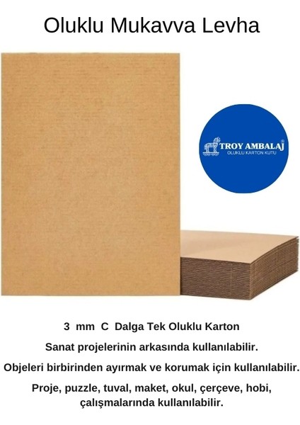 50X100CM Oluklu Mukavva (20ADET) 3mm Karton (Proje-Puzzle-Tuval-Maket-Okul-Hobi-Çerçeve Kartonu)