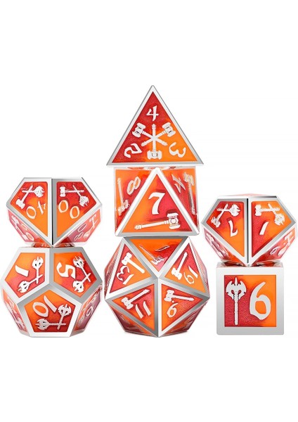 Wp9 Stili Masa Üstü Rpg'ler Için Çantalı Katı Metal Çokyüzlü Zar Masa ve Kart Oyunları D4 D6 D8 D10 D% D12 D20 (Yurt Dışından)