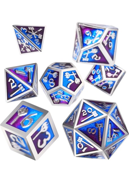 Wp9 Stili Masa Üstü Rpg'ler Için Çantalı Katı Metal Çokyüzlü Zar Masa ve Kart Oyunları D4 D6 D8 D10 D% D12 D20 (Yurt Dışından) fiyatları