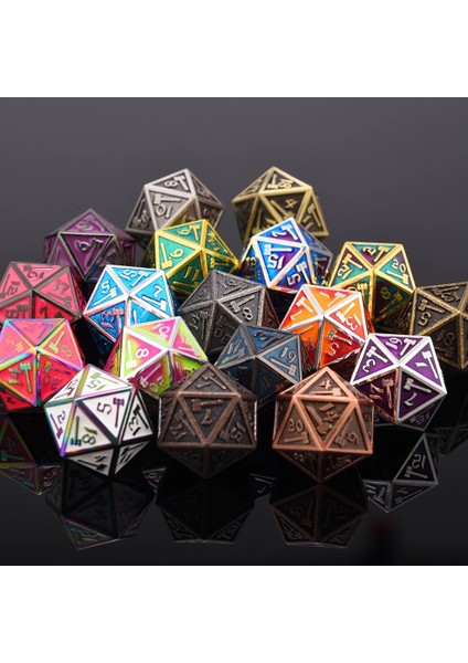 Wp9 Stili Masa Üstü Rpg'ler Için Çantalı Katı Metal Çokyüzlü Zar Masa ve Kart Oyunları D4 D6 D8 D10 D% D12 D20 (Yurt Dışından) indirimleri