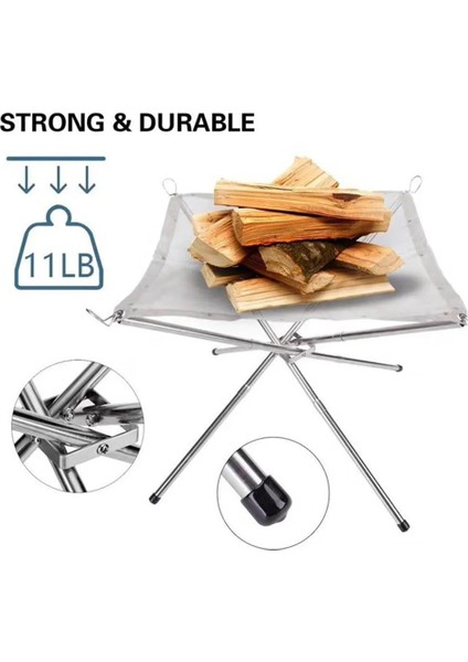 Portable Outdoor Fire Pit Aquecedor 4 Legs Collapsible Stainless Steel Mesh Fireplace With Storage Bag For Camping Garden Tools (Yurt Dışından) fiyatları