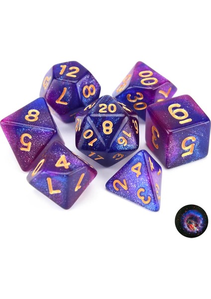 C Stili Nebula Glitter Çokyüzlü 7 Parçalı Zar Seti D4 D6 D8 D10 D% D12 D20 Rpg Dnd Masa Oyunları Için (Yurt Dışından)