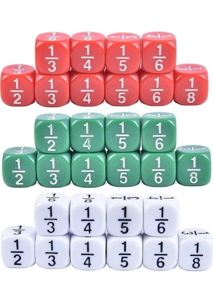 Yeşil Stil Fraksiyonel Zar Akrilik Zar Numarası Zar Eğitici Çocuklar Matematik Oyuncaklar Çocuklar Için Parti Masa Oyunları (Yurt Dışından)