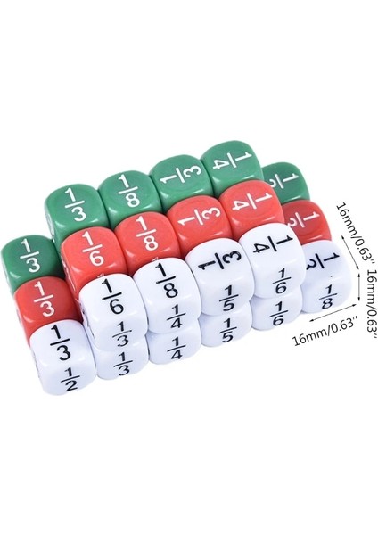 Yeşil Stil Fraksiyonel Zar Akrilik Zar Numarası Zar Eğitici Çocuklar Matematik Oyuncaklar Çocuklar Için Parti Masa Oyunları (Yurt Dışından)