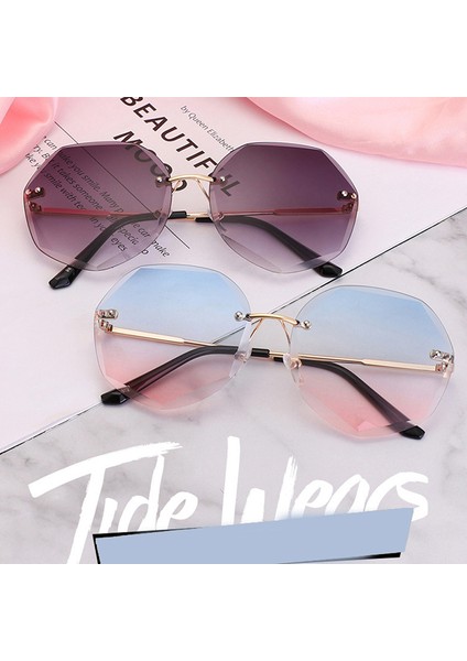 Mavi Stil Vintage Moda Degrade Güneş Gözlüğü Kadın Okyanus Su Kesim Kesilmiş Lens Elmas Yuvarlak Tapınaklar Güneş Gözlükleri Kadın UV400 (Yurt Dışından) fiyatları