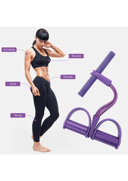 Mor Tarzı 4 Tüp Elastik Pedal Ayak Bileği Çektirme Lateks Direnç Bantları Kadın Erkek Oturup Çekme Halatı Karın Egzersiz Ev Spor Salonu Spor Ekipmanları (Yurt Dışından) modelleri
