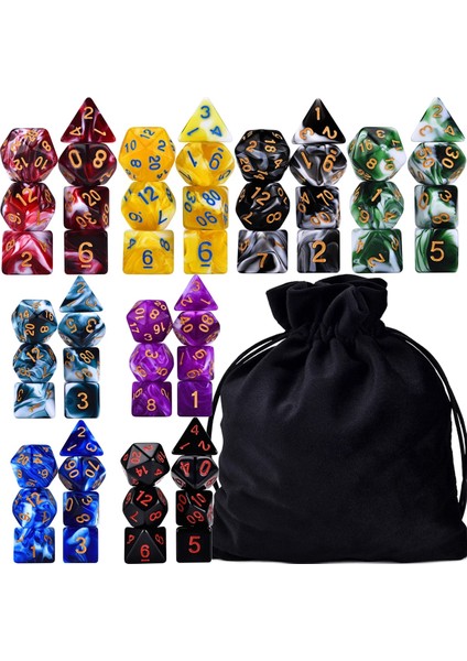 8A3 Stili 56 Parça Çokyüzlü Zar Iki Tonlu Girdap 7-Die Seti Masa Oyunları Için Dnd D4 D6 D8 D10 D% D12 D20 (Yurt Dışından) fiyatları