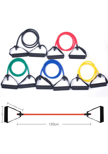 Kırmızı Stil 120CM 5 Seviye Yoga Çekme Halatı Direnç Bantları Tpe Kolları ile Elastik Fitness Egzersiz Salonu Ev Egzersiz Excerciser Eğitimi (Yurt Dışından) fırsatları