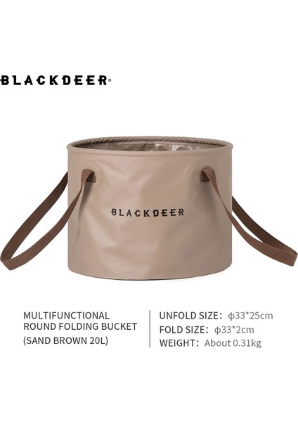 Kahverengi Yuvarlak 20L Stili Blackdeer 10L 20L Taşınabilir Kova Su Saklama Çantası Pvc Su Geçirmez Su Torbası Ultralight Balıkçılık Katlanır Kova (Yurt Dışından)