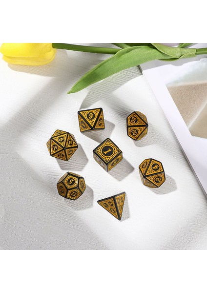 B1 Stili 7-Die Çok Taraflı Zar Seti Oyunu Zar Trpg Dnd Çokyüzlü D4 D6 D8 D10 D12 D20 Zar Tahta Kart Oyunu Matematik Oyunu Aksesuarları (Yurt Dışından)