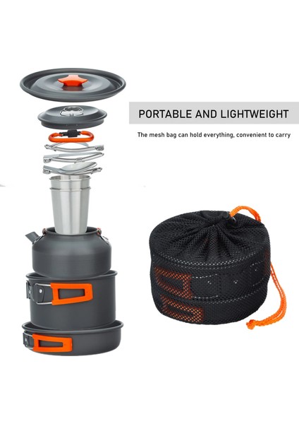 Turuncu Tarzı Amping Tencere Seti Hafif Taşınabilir Kamp Tencere Seti Yürüyüş Için Katlanabilir Kaşık Çatal Kesici ile Set (Yurt Dışından) fiyatları