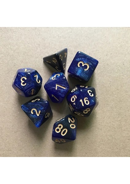 No.8 Stili Et Starry Sky Iki - Renkli Çok Taraflı Zar Seti Numarası Oyun Zar ve Çokyüzlü Zar Dnd Rpg D4-D Için (Yurt Dışından)