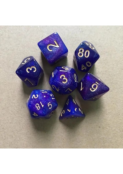 No.8 Stili Et Starry Sky Iki - Renkli Çok Taraflı Zar Seti Numarası Oyun Zar ve Çokyüzlü Zar Dnd Rpg D4-D Için (Yurt Dışından) fiyatları