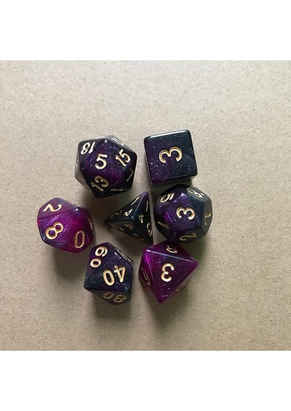 No.8 Stili Et Starry Sky Iki - Renkli Çok Taraflı Zar Seti Numarası Oyun Zar ve Çokyüzlü Zar Dnd Rpg D4-D Için (Yurt Dışından) indirimleri