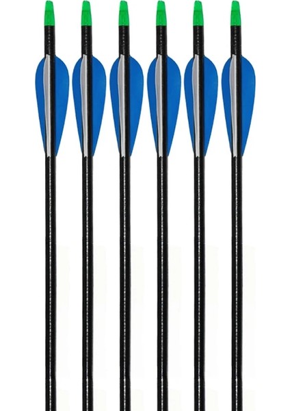 6 Adet Tarzı Fiberglas Oklar cm Omurga 600 Mavi Beyaz Tpu Tüyler Olimpik Yay Avcılık Çekim Hedef Uygulama Oyunları Için (Yurt Dışından)