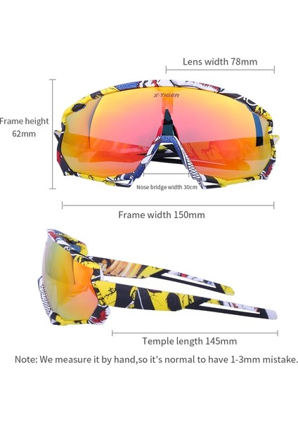 Renk 10 Tarzı 3 Mercek X-Tıger Polarize Bisiklet Güneş Gözlükleri UV400 Erkek Kadın Bisiklet Gözlükleri Glasse Lens Mtb Spor Rüzgar Geçirmez Güneş Gözlüğü Gözlük (Yurt Dışından)