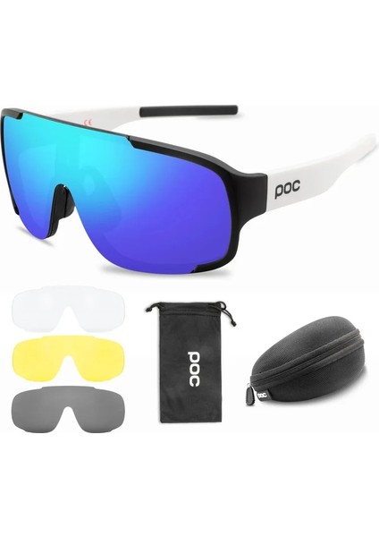 No.3 Tarzı 4 Lens Seti Poc Aspıre Hd Bisiklet Güneş Gözlüğü Mtb Spor UV400 Gözlük Erkek Kadın Dağ Yol Bisikleti Gözlük Bisiklet Binme Gözlüğü (Yurt Dışından)