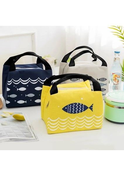 D Stili Balık Baskı Öğle Yemeği Kutusu Kamp Malzemeleri Soğutucu Çantalar Yalıtımlı Termal Öğle Yemeği Çantası Okul Gıda Çantası Kadın Plaj Çantaları (Yurt Dışından) indirimleri
