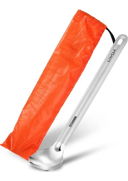 Kaşık Tarzı Cilalı Kase ile Titanyum Uzun Saplı Kaşık Açık Taşınabilir Kaşık Çatal Bıçak Takımı Mutfak Kamp Yürüyüş Sofra Takımı (Yurt Dışından)