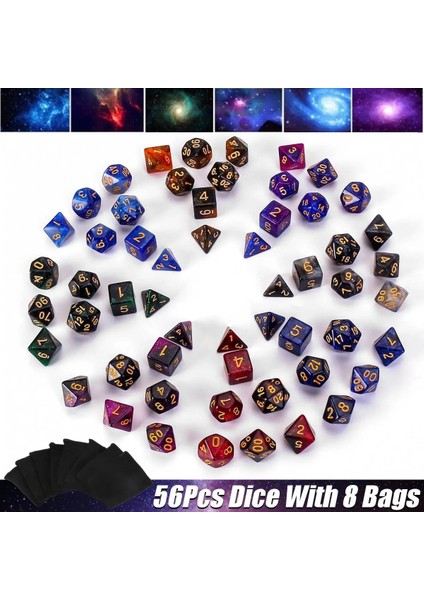 35 Adet Tarzı Adet Galaxy Glitter Konsept Çokyüzlü Zar Karışık Renkli Akrilik Zar Rol Oynama Masa Oyunu Keseli Parti Için (Yurt Dışından) fiyatları