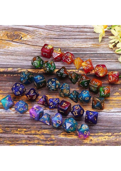 35 Adet Tarzı Adet Galaxy Glitter Konsept Çokyüzlü Zar Karışık Renkli Akrilik Zar Rol Oynama Masa Oyunu Keseli Parti Için (Yurt Dışından) modelleri