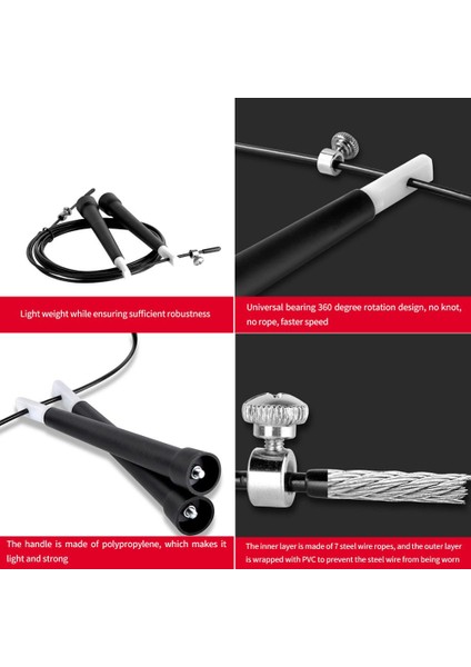 Siyah Stil Crossfit Hız Ip Atlama Ipi Çelik Tel Dayanıklı Hızlı Ip Atlama Ipi Kablo Spor Çocuk Egzersiz Egzersiz Ekipmanları Ev Spor Salonu (Yurt Dışından) fırsatları