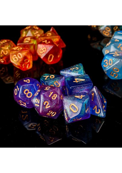 35 Adet Tarzı Adet Galaxy Glitter Konsept Çokyüzlü Zar Karışık Renkli Akrilik Zar Rol Oynama Masa Oyunu Keseli Parti Için (Yurt Dışından) indirimleri