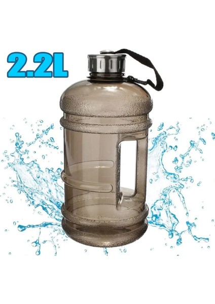 Siyah Stil Büyük Kapasiteli Su Şişesi 2.2l Saplı Şişe Açık Fitness Koşu Spor Salonu Eğitimi Spor Salonu Şişeleri (Yurt Dışından)