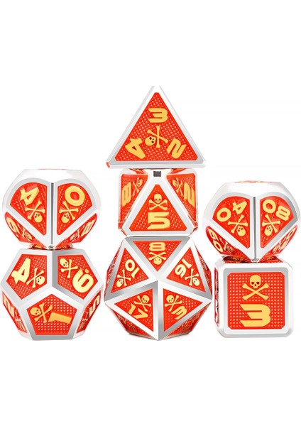 SB23 Stili Kafatası ve Kemikler Trpg Dnd Zar Oyunları Için Büyük Boy Metal Zar Seti D4 D6 D8 D10 D% D12 D20 (Yurt Dışından)