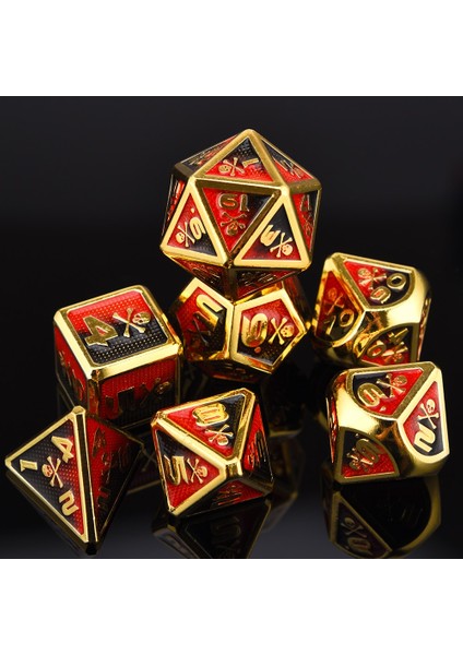SB23 Stili Kafatası ve Kemikler Trpg Dnd Zar Oyunları Için Büyük Boy Metal Zar Seti D4 D6 D8 D10 D% D12 D20 (Yurt Dışından)
