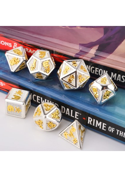 SB23 Stili Kafatası ve Kemikler Trpg Dnd Zar Oyunları Için Büyük Boy Metal Zar Seti D4 D6 D8 D10 D% D12 D20 (Yurt Dışından)