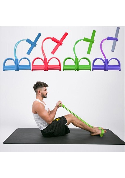 4 Tüp Kırmızı Stil Ayak Pedalı Çok Işlevli Gerginlik Çekme Halatı Vücut Fitness Aleti Yoga Fitness Ekipmanları ile Tüpler Sit-Up Direnç Bandı (Yurt Dışından) fiyatları
